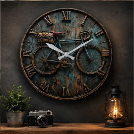 Vintage Touring Bicycle Retro Adventure Cycling ラージ壁時計