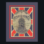 Vintage Tourist Guide to Hong Kong with Union Jack ポスター<br><div class="desc">This vintage advertisement is an antique tourist guide to Hong Kong from the late 1880s when it was still a British colony, hence the iconic union jack flag in red white and blue. There is also a landmark building on the front that I do not recognize but the travelers of...</div>