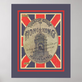 Vintage Tourist Guide to Hong Kong with Union Jack ポスター
