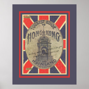 Vintage Tourist Guide to Hong Kong with Union Jack ポスター