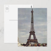 Vintage Tourists Traveling in Paris Eiffel Tower ポストカード (正面/裏面)
