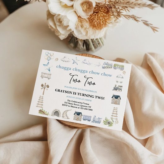 Vintage Train 2nd Birthday – Choo Choo Party 招待状