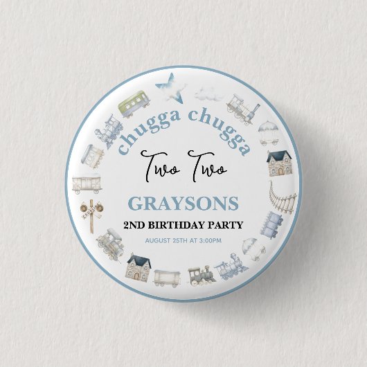 Vintage Train 2nd Birthday – Choo Choo Party 缶バッジ (正面)