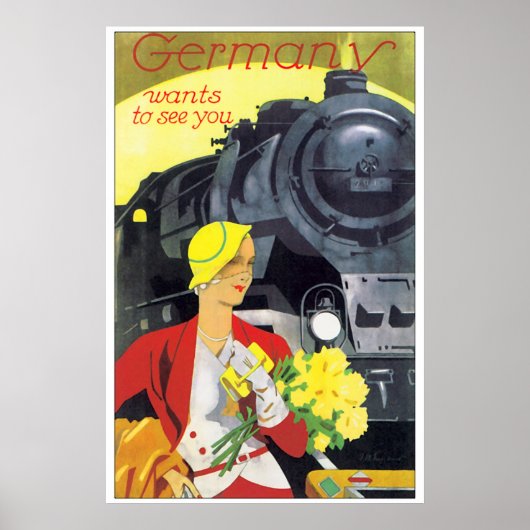 Vintage Train Adでドイツを旅 ポスター (正面)