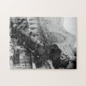 Vintage Train Crash Black and White ジグソーパズル (横)