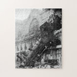 Vintage Train Crash Black and White ジグソーパズル<br><div class="desc">A unique and different image for a puzzle. This train has veered off the track and out the side of the building. In black and white. A great puzzle for those who are history buffs or who love vintage images.</div>