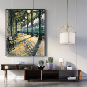 vintage train station art classic railway station ポスター