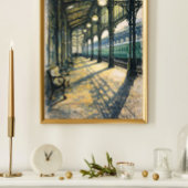 vintage train station art classic railway station ポスター
