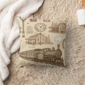 Vintage Train Station Pattern (1) クッション (ブランケット)