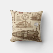 Vintage Train Station Pattern (1) クッション (正面)