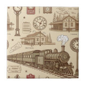 Vintage Train Station Pattern (1) タイル (正面)