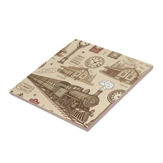 Vintage Train Station Pattern (1) タイル (側面)
