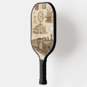 Vintage Train Station Pattern (1) ピックルボールラケット (左)