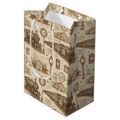 Vintage Train Station Pattern (1) ミディアムペーパーバッグ (裏面アングル)