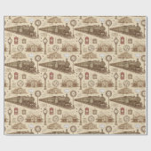 Vintage Train Station Pattern (1) ラッピングペーパー (フラット)