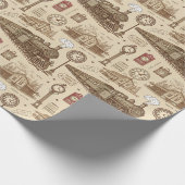 Vintage Train Station Pattern (1) ラッピングペーパー (角)
