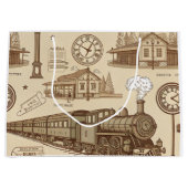 Vintage Train Station Pattern (1) ラージペーパーバッグ (正面)