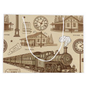 Vintage Train Station Pattern (1) ラージペーパーバッグ (裏面)