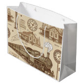 Vintage Train Station Pattern (1) ラージペーパーバッグ (裏面アングル)