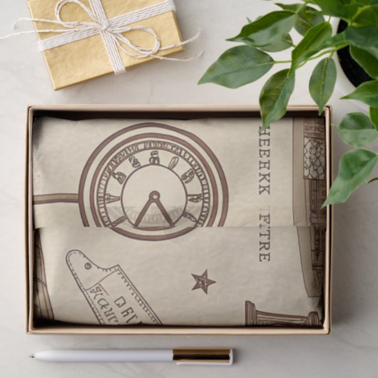 Vintage Train Station Pattern (1) 薄葉紙 (ギフト)