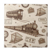 Vintage Train Station Pattern (2) タイル (正面)