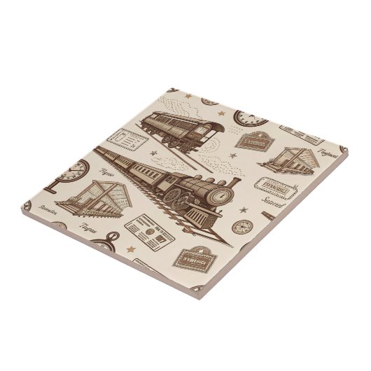 Vintage Train Station Pattern (2) タイル (側面)