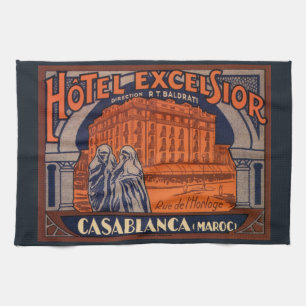 Vintage Travel、カサブランカ(モロッコ、アフリカ) キッチンタオル