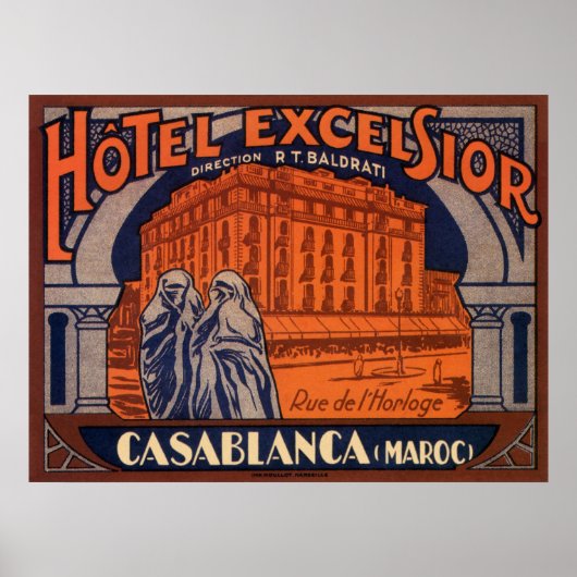 Vintage Travel、カサブランカ（モロッコ、アフリカ） ポスター (正面)