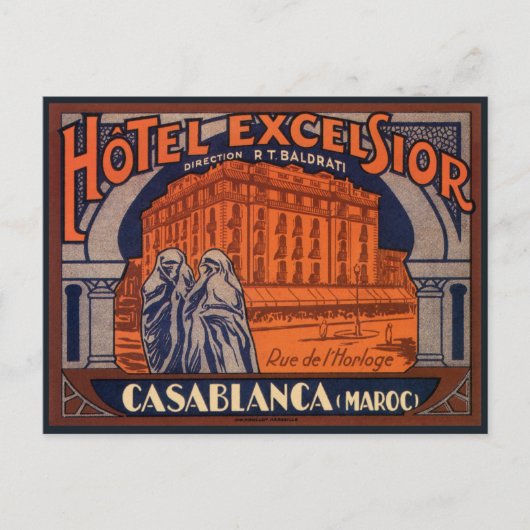 Vintage Travel、カサブランカ（モロッコ、アフリカ） ポストカード (正面)