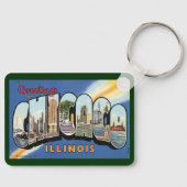 Vintage Travel、シカゴ・イリノイからのご挨拶 キーホルダー (正面)