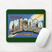 Vintage Travel、シカゴ・イリノイからのご挨拶 マウスパッド (マウス)
