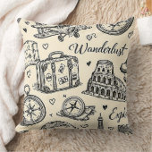 Vintage Travel Adventures Seamless Pattern クッション (ブランケット)