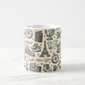 Vintage Travel Adventures Seamless Pattern コーヒーマグカップ (中央)