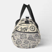 Vintage Travel Adventures Seamless Pattern ダッフルバッグ (右)