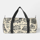 Vintage Travel Adventures Seamless Pattern ダッフルバッグ (裏面)