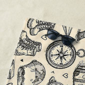 Vintage Travel Adventures Seamless Pattern ビーチタオル (インサイチュ)
