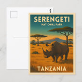 Vintage Travel Africa Serengeti National Park ポストカード (正面/裏面)