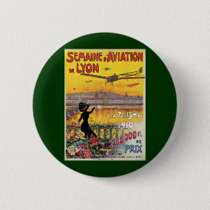 Vintage Travel, Airplanes Air Show, Lyon, France 缶バッジ