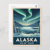 Vintage Travel Alaska Winter Landscape Retro ポストカード (正面/裏面)