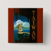 Vintage Travel Asia, Taiwan Pagoda Tiered Tower 缶バッジ (正面)