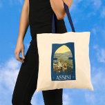 Vintage Travel Assisi Italy Francesco Basilica トートバッグ<br><div class="desc">Vintage illustration European travel poster from Assisi,  Italy featuring a landscape view of the city with the Basilica Francesco. Classic Italian religious architecture.</div>