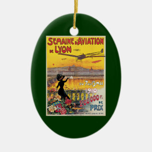 Vintage Travel, Aviation Airplanes,リヨン,フランス セラミックオーナメント