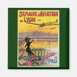 Vintage Travel, Aviation Airplanes,リヨン,フランス マグネット