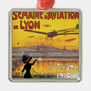 Vintage Travel, Aviation Airplanes,リヨン,フランス メタルオーナメント