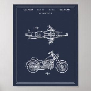 Vintage Travel Blueprint Art Baytery特許 ポスター