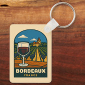 Vintage Travel Bordeaux France Vineyard Retro キーホルダー (裏面)