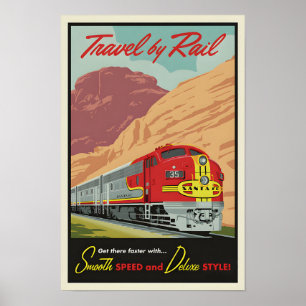 Vintage Travel by Railポスター ポスター