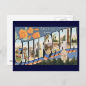 Vintage Travel、California Poppiesからの挨拶 ポストカード (正面/裏面)