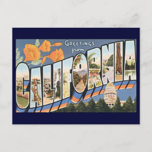 Vintage Travel、California Poppiesからの挨拶 ポストカード