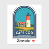 Vintage Travel Cape Cod Nauset Lighthouse Retro シール (シート)